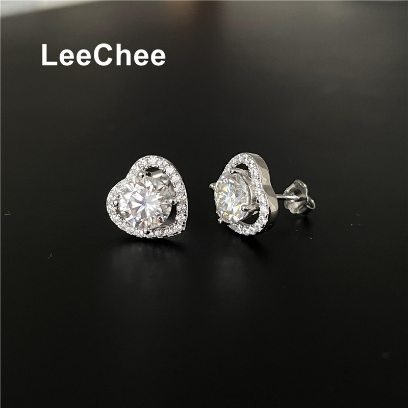 Moissanite Sted Earring 1CT 6.5MM VVS Lab Diamond Fine Jewelry for Women Wedding Party Anniversary Gift Real 925 Sterling Silver