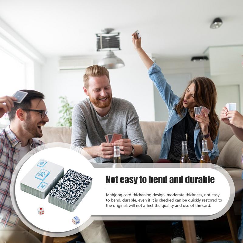 Mahjong Travel Set Multipurpose Non-Sticky Playing Cards Mahjong Card Game With 144 Cards 2 Dice For Home Thickened Mahjong