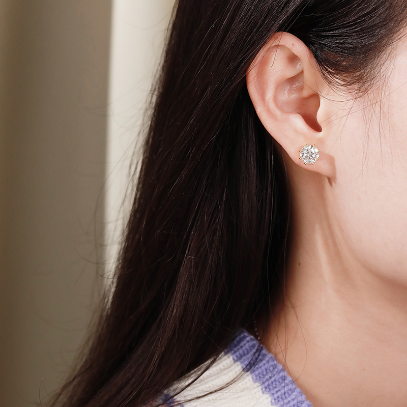 Smyoue 2ct Round Cut D Color Moissanite Earring Studs for Women 100% 925 Sterling Silver Lab Diamond Ear Stud White Gold Plated