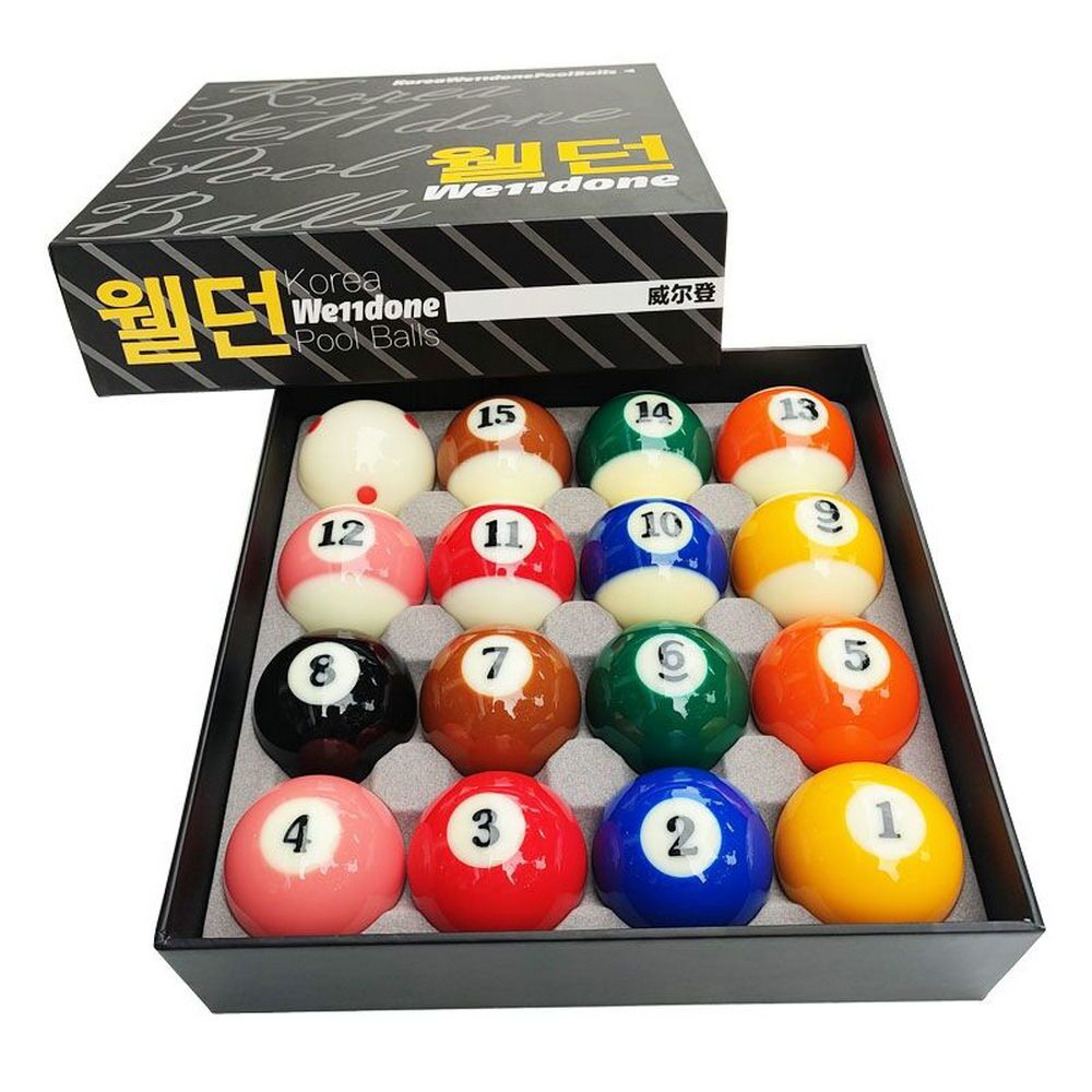 Korean WellDONE Traditional Billiards Pool Ball 2-1/4" Complete Set