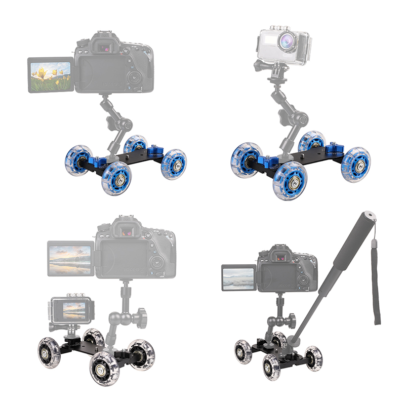 Dolly Car Camera Slider Magic Arm Tabletop Mobile Rolling Video Track Rail Skater for SLR Cameras Flash LCD Monitor LED Flash