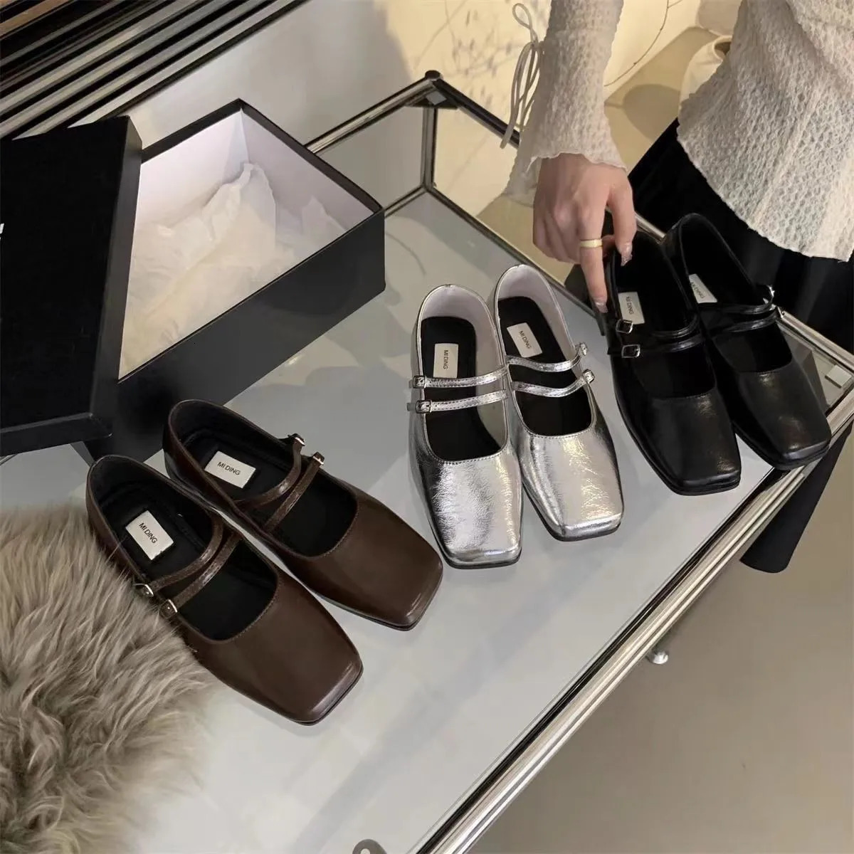 Mary Jane Shoes for Women 2024 Retro Medium Flat Womens Single Shoes Soft and Comfortable Ballet Shoes Zapatos De Mujer Q51 240629