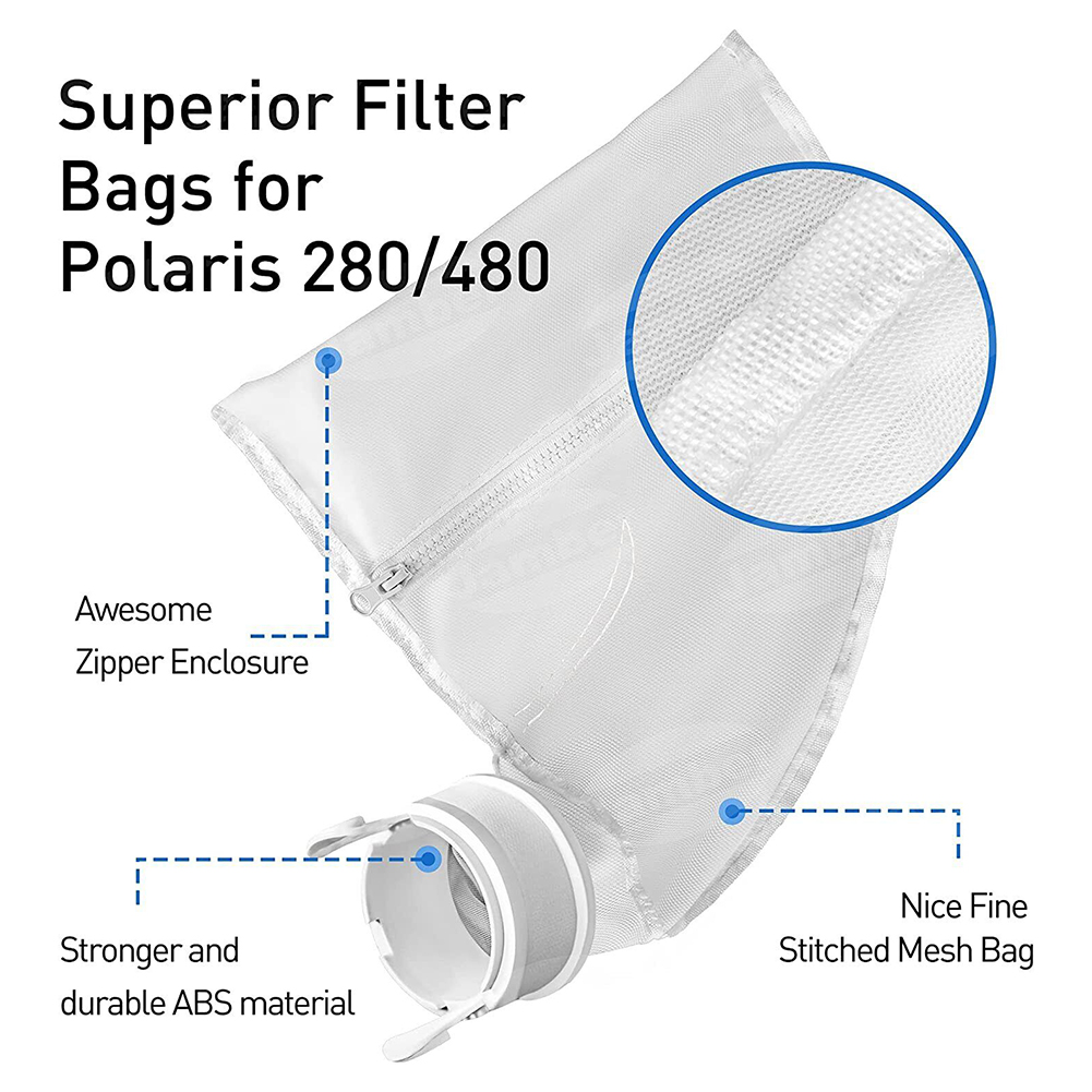 2 PcsZippered Bag Pool Cleaner Bags All Purpose Filter Bag For Polaris 280 480 Part K13 K16 Swimming Pool Cleaner Bags Accessory