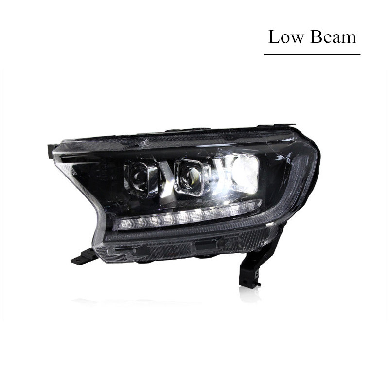Car Head Lamp For Ford Ranger LED Headlight Assembly 2016-2020 DRL Dynamic Turn Signal Dual Beam Lens Auto Accessories
