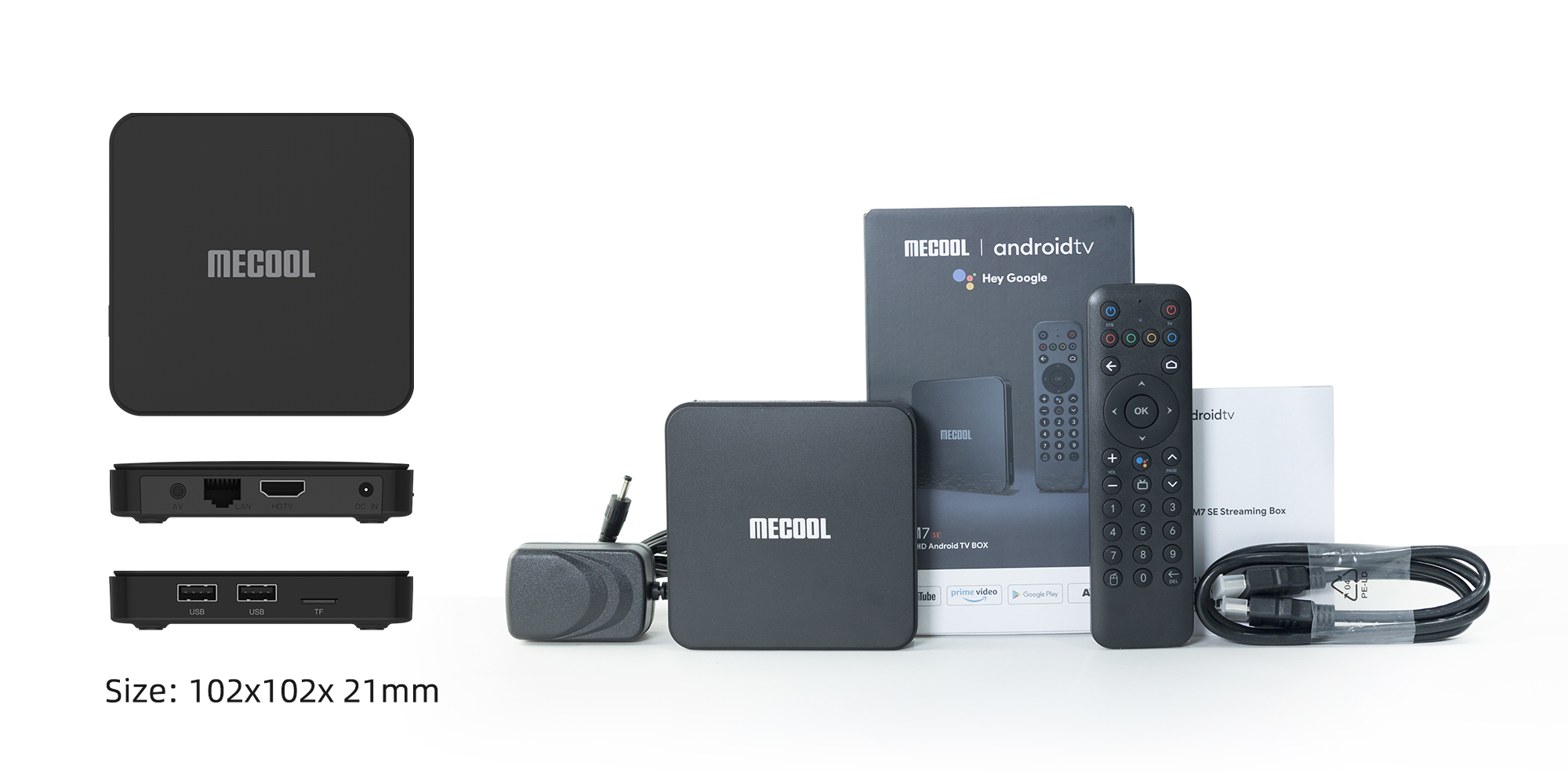 Mecool KM7 SE TV Box Android 11 ATV LPDDR4 2GB RAM 32GB 4K USB2.0 Dual Wifi BT5.1 Support AV1 4K