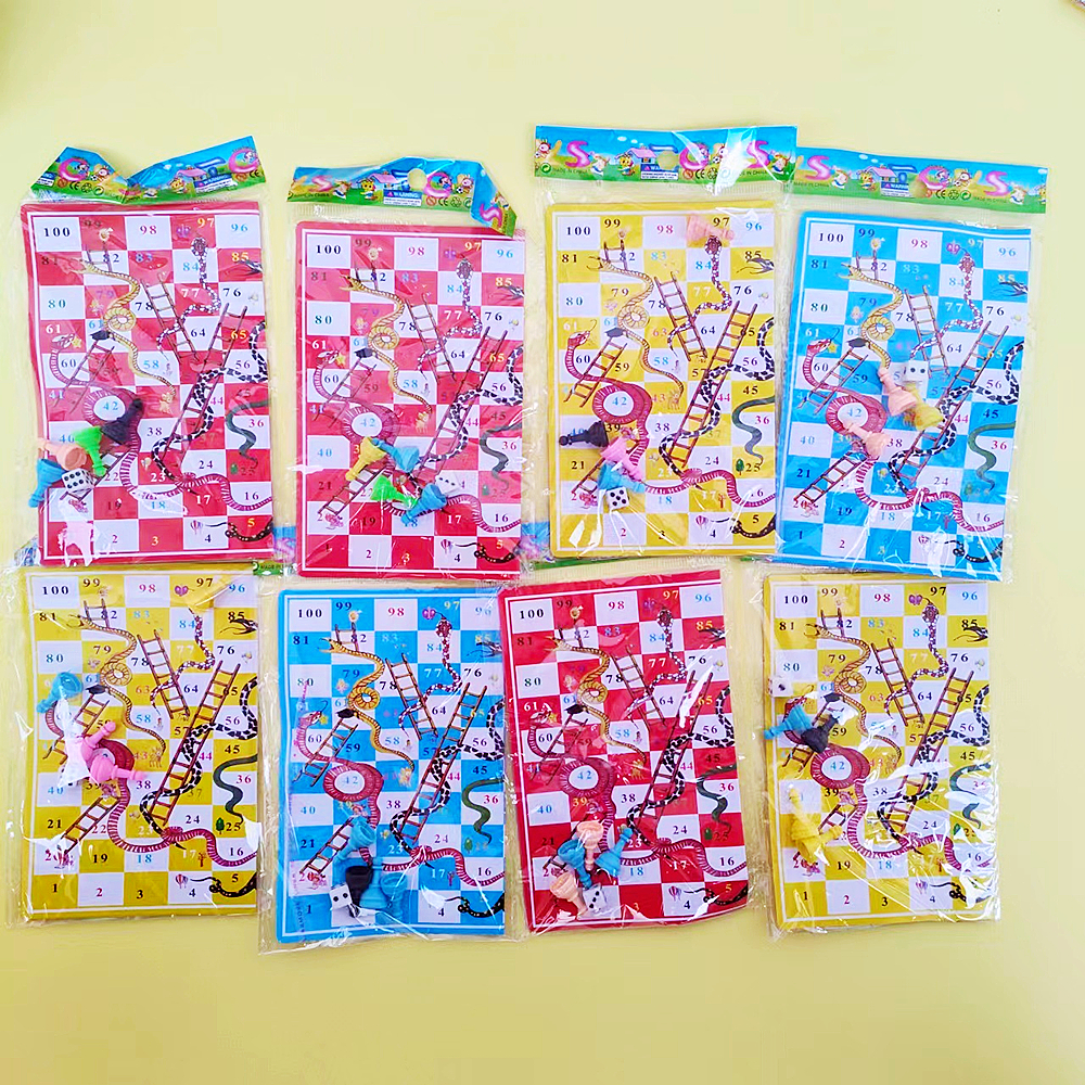 12PC Snake Ladder Paper Portable Flying Board Game Kids Birthday Party Gifts Souvenirs Kindergarten Rewards Back to School Gifts