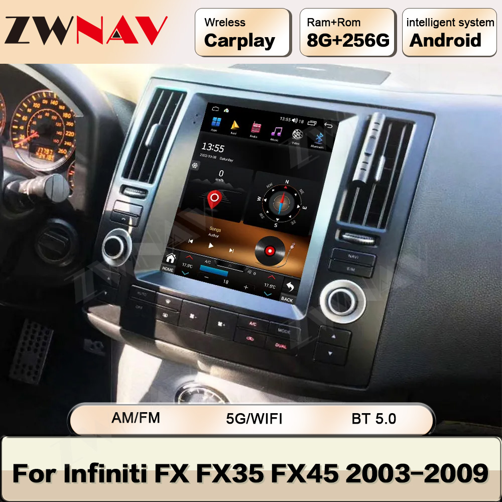 Android 12 Radio Video For Infiniti FX FX35 FX45 2003 2004 2005 2006 2007-2009 Tesa- Multimedia Player Auto Touch Screen Stereo