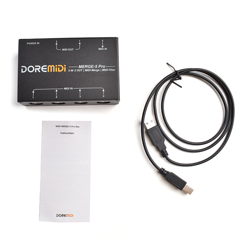 MERGE-5 Pro Can Merge Up To 5 MIDI Input Signals Into 1 MIDI Data Stream Can Be Output Directly Through 2 MIDI Interfaces