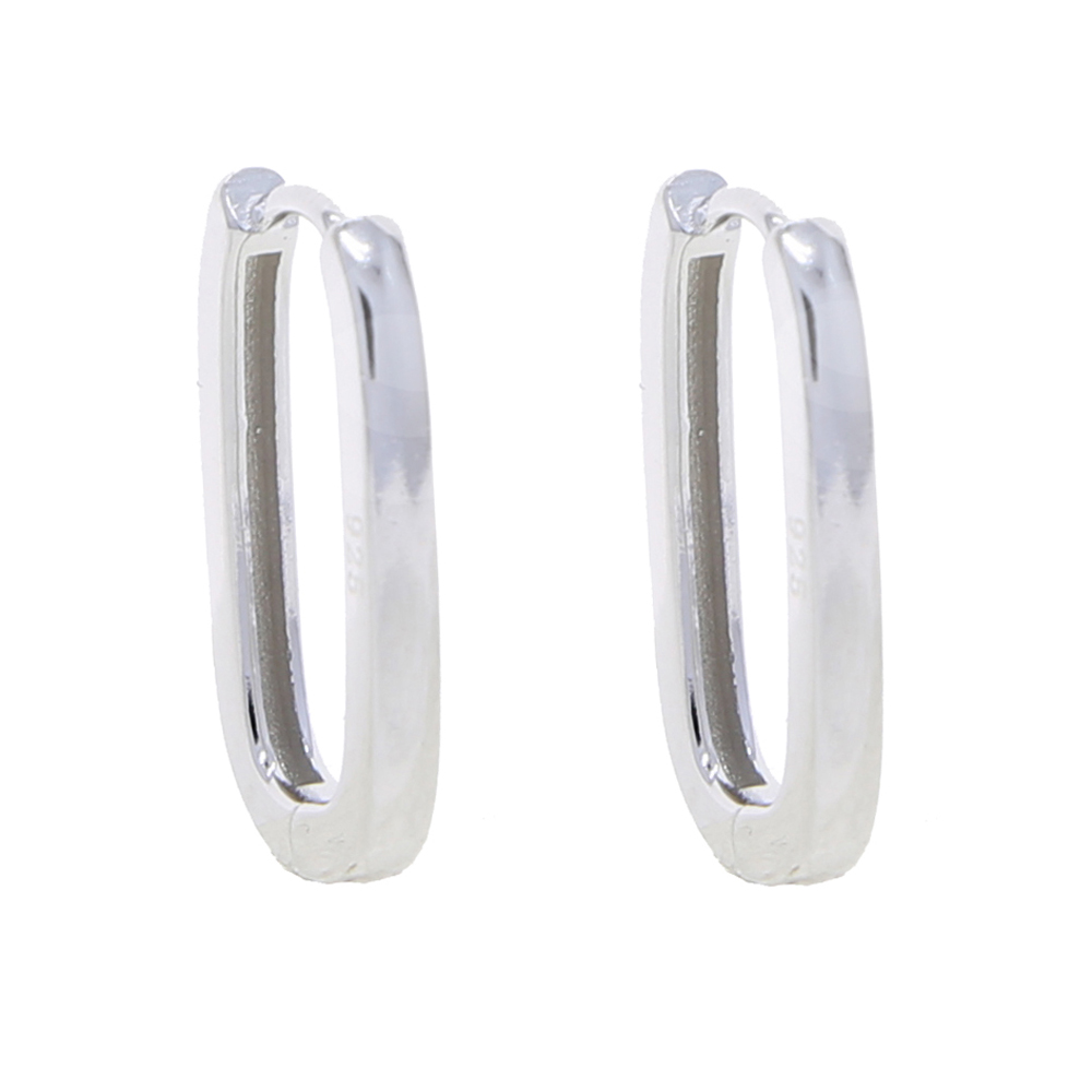 plain high polished rectangle huggie hoop earring for women minimal delicate dainty geometric 925 sterling silver small hoops