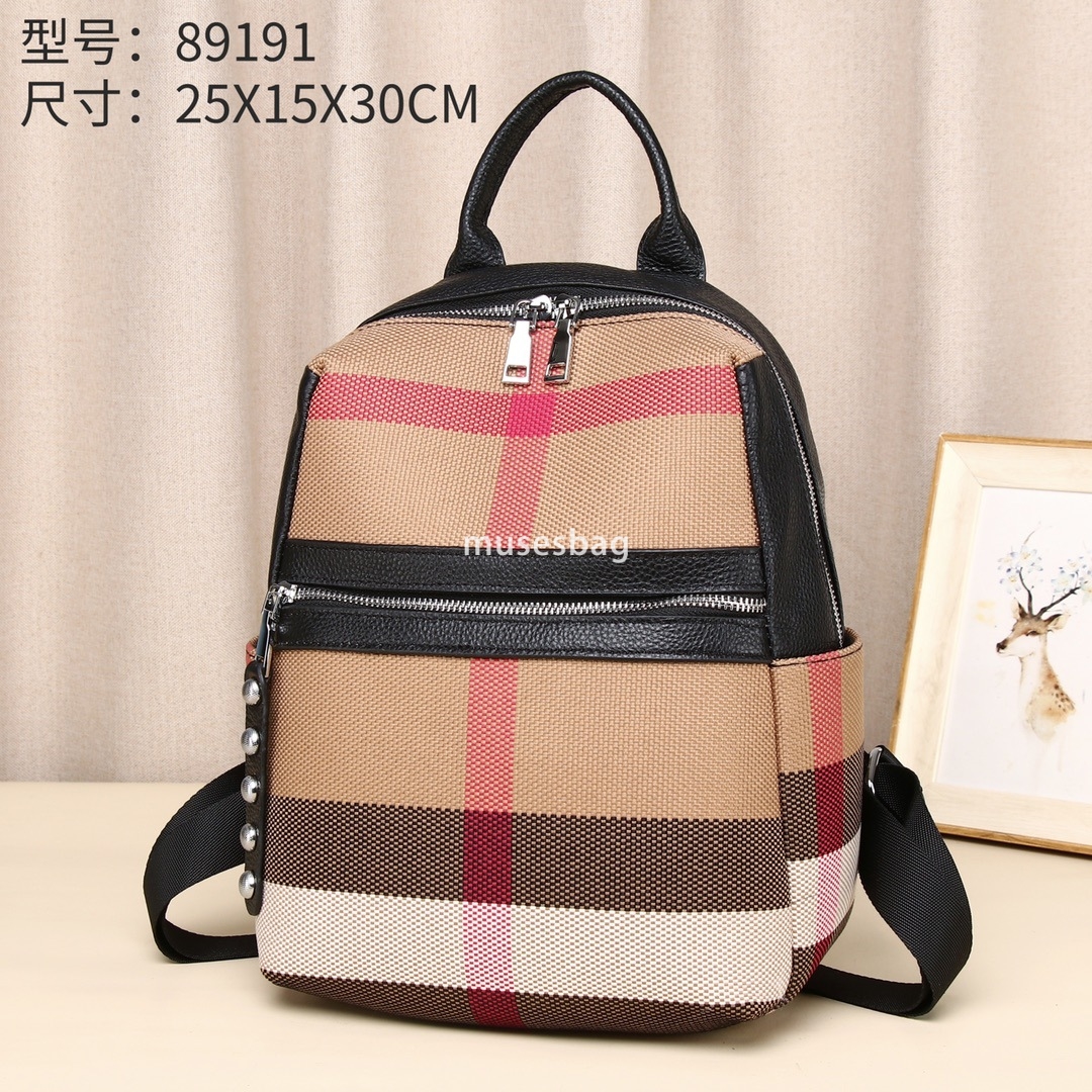 European and American retro niche design trend fashionable women new canvas leather leisure travel backpack commuting student bag cf2c 4