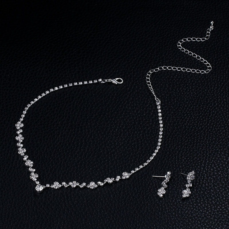 BLIJERY Simple Bridesmaid Bridal Jewelry Set Bling Rhinestone Crystal Choker Necklace Earrings Women African Wedding Jewelry Set