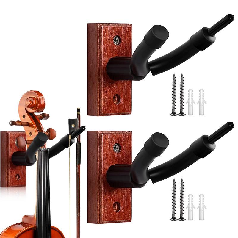 Violin Hanger Cello Wall Mount Violin Hanger Stand Wooden Viola Hook Hanger With Bow Hook Display Rack For Home Classroom