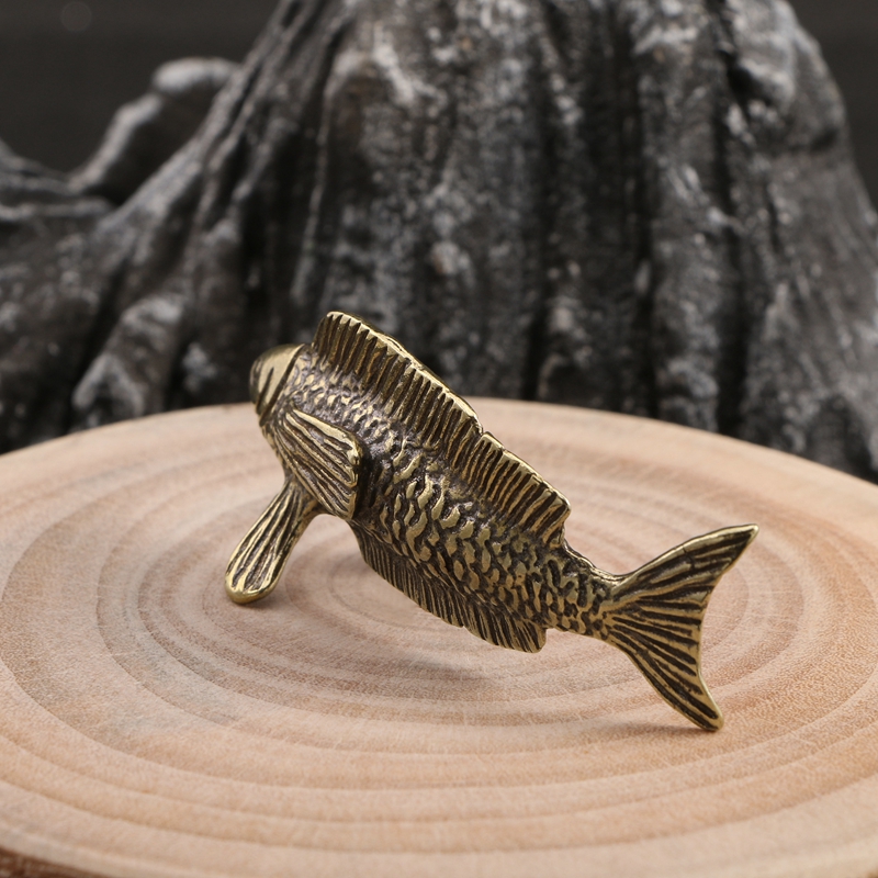 Antique Brass Arowana Fortune Gathering Mascot Small Statue Ornament Aquarium Fish Home Decor Miniature Figurines Handicrafts