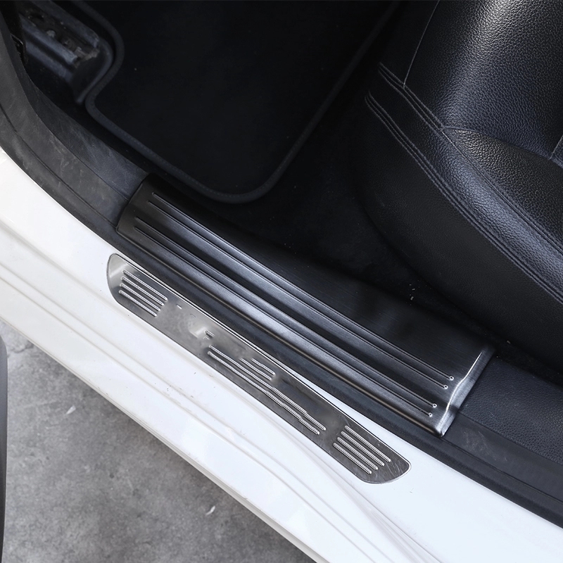 4 x Black and Silver Door Sill Protect Plate Trim For Mercedes Benz A B CLA GLA Class W176 W246 W117 C117 X156 Car Accessories