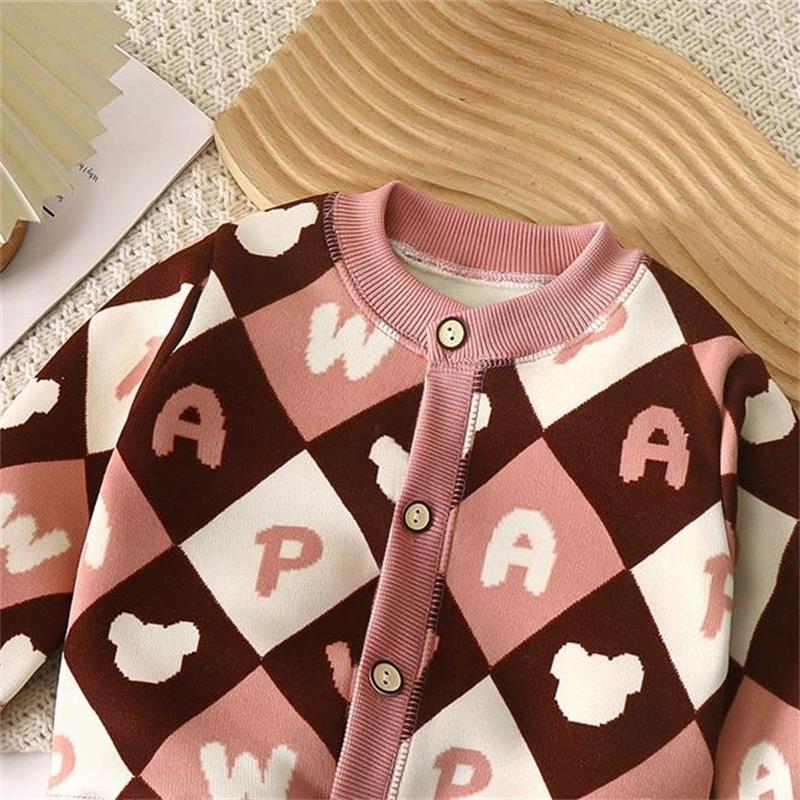 Children's Coat Girl's Fall And Winter Coat Sweet Knit Cardigan Christmas New Year Clothing Kid's Casual Warmer Costume