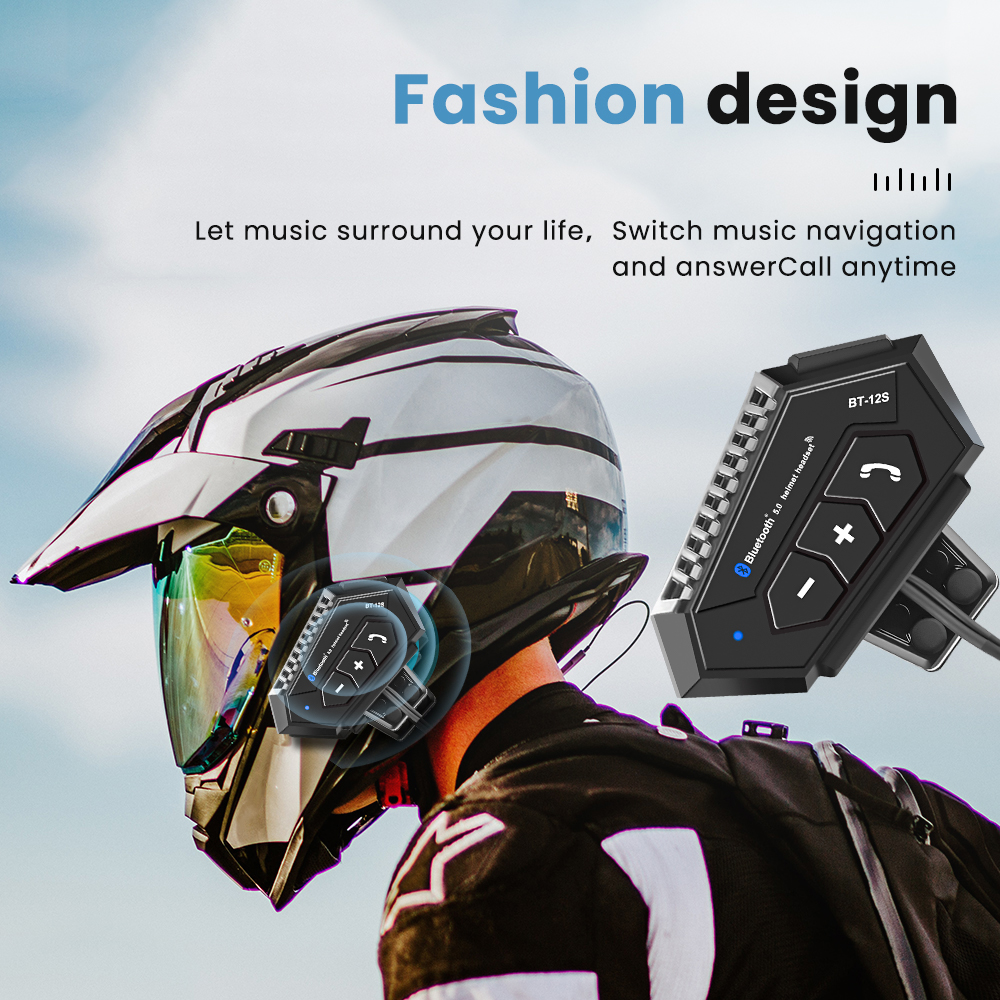 Motorcycle Helmet Intercom Bluetooth 5.0 CSR Headset 2000mah Battery Anti-interference Handsfree For Full/Half Face Helmet