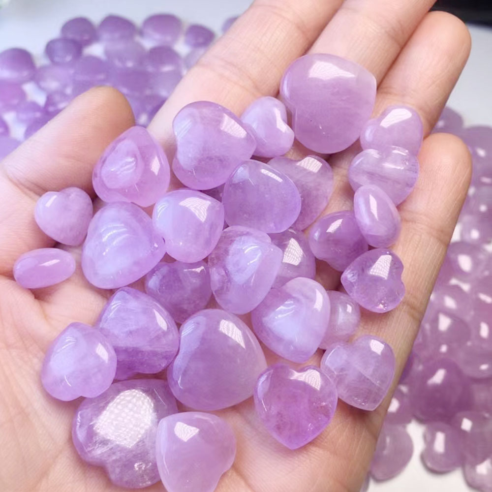 1pc Small Purple Kunzite Heart Quartz Crystals Healing Stone Spodumene Mineral Gemstone Jewellry Making DIY Gems Home Room Decor