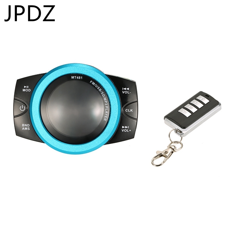 Motorcycle Audio Sound System Stereo Speaker Scooter FM Radio Bluetooth USB MP3 Music Player Anti-Theft Remote Control
