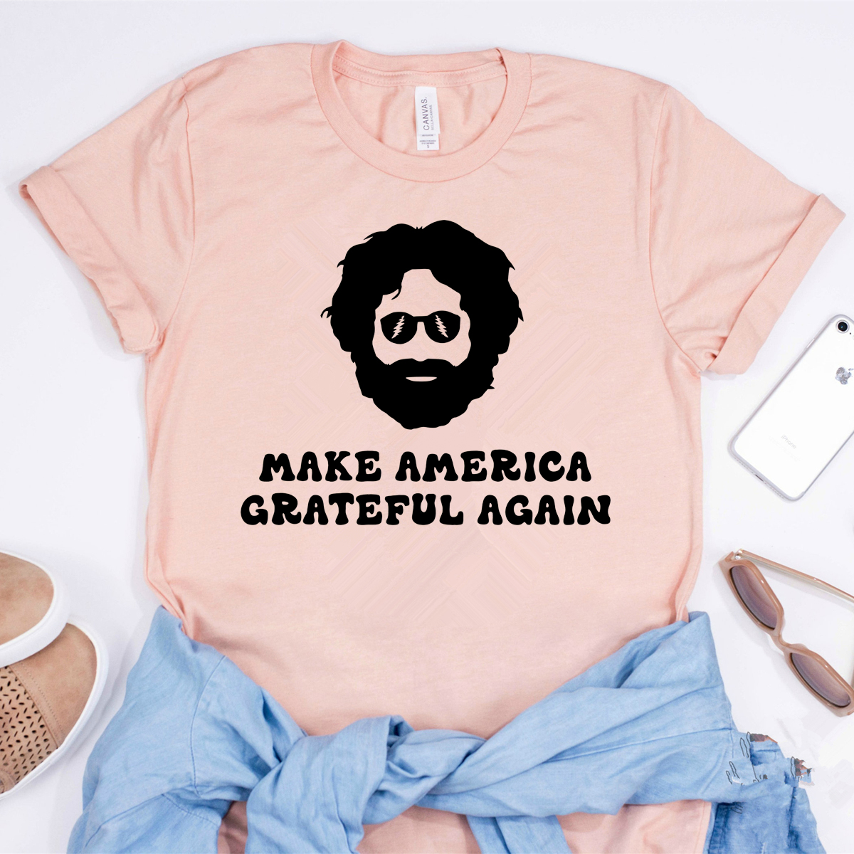 Make America Grateful Again Shirt Funny Jerry Garcia Graphic Tee The Grateful-Dead Merch Shirts Gift Gfor Fans Hipster Tops