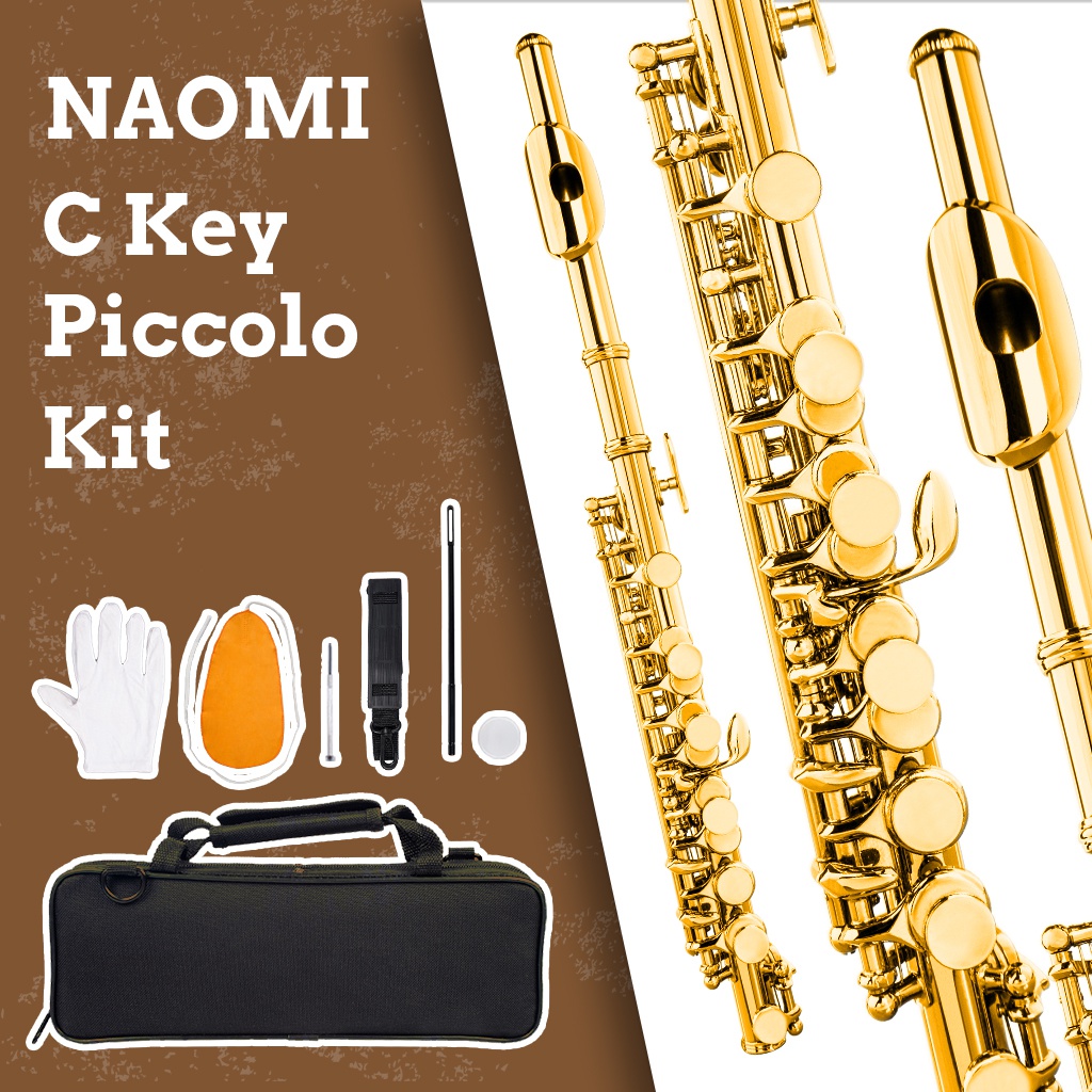 Piccolo Half Size Flute Woodwind Instrument C Key Multicolor Piccolo W/Gloves Cleaning Cloth Rod Cork Grease Case SET
