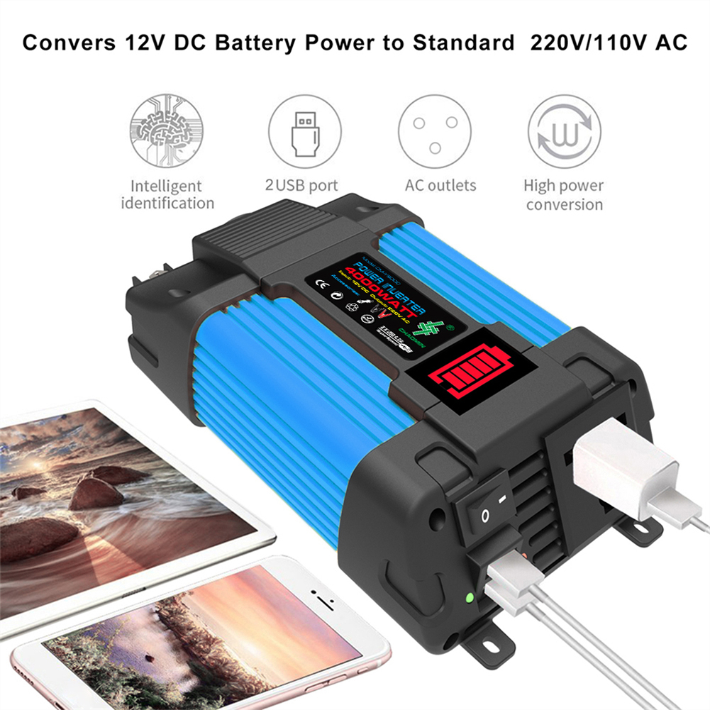 Powerful 6000W Car Power Inverter: 12V to 110/220V LED Voltage Display Dual USB Converter dh5727163