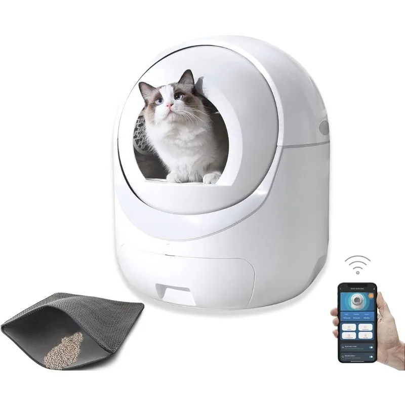 Cat Litterbox - Never Scoop Litter Again - AUT Cat Litter Box with APP Control & Safe Alert & Smart Health Monitor