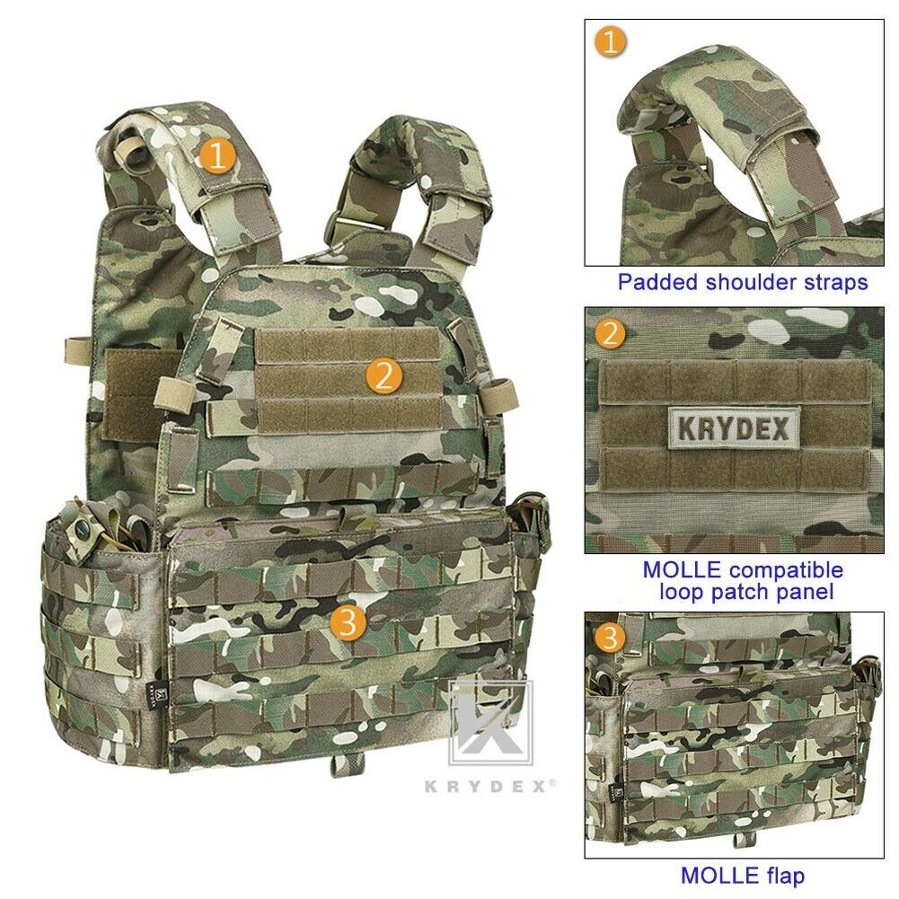 KRYDEX Tactical Body Armor Combat Vest Plate Carrier With Magazine Pouch Hunting Outdoor Protective Vests Accessories Waterproof