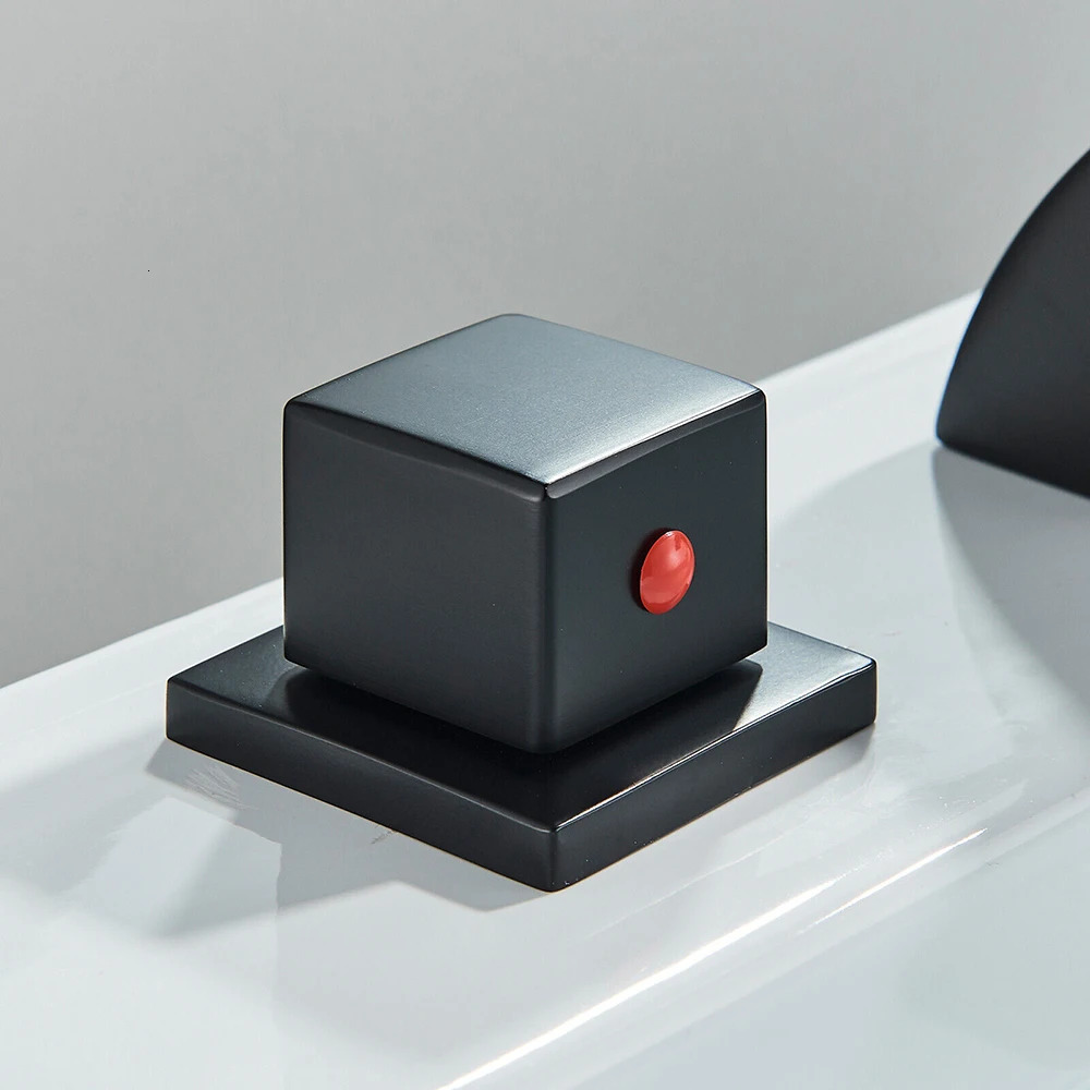 LED Bathroom Faucets Waterfall Vanity Faucet 3 Holes Widespread Two Handle Lavatory Sink with Colors Changing Light 240625