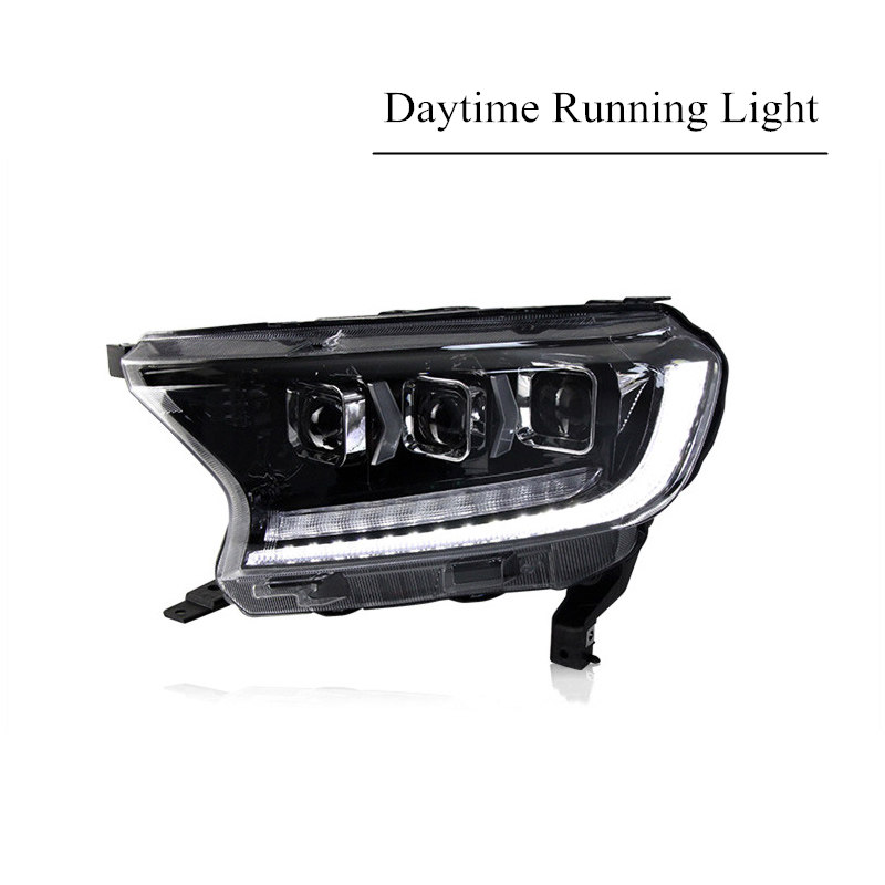 Car Head Lamp For Ford Ranger LED Headlight Assembly 2016-2020 DRL Dynamic Turn Signal Dual Beam Lens Auto Accessories