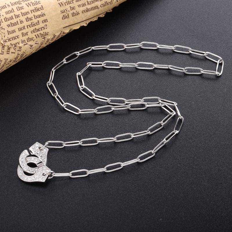 Moonmory S925 Sterling Silver Handcuff Pendant & Necklace For Women Silver Chain Handcuff Necklace White Menottes Wholesale
