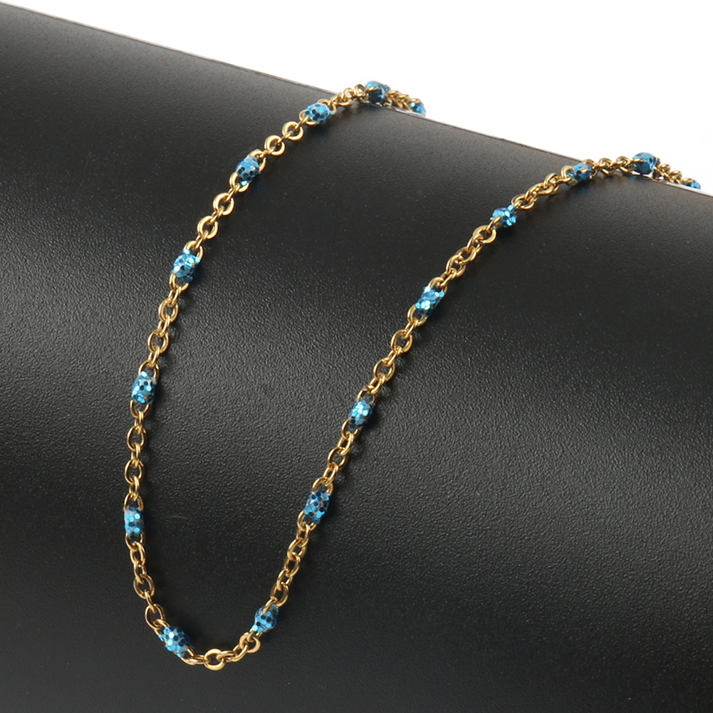 1 Meter Gold Color Wire Wrapped Rosary Chain Shiny Stone Bead Chains for Jewelry Making DIY Bracelet Necklace Anklet Accessories