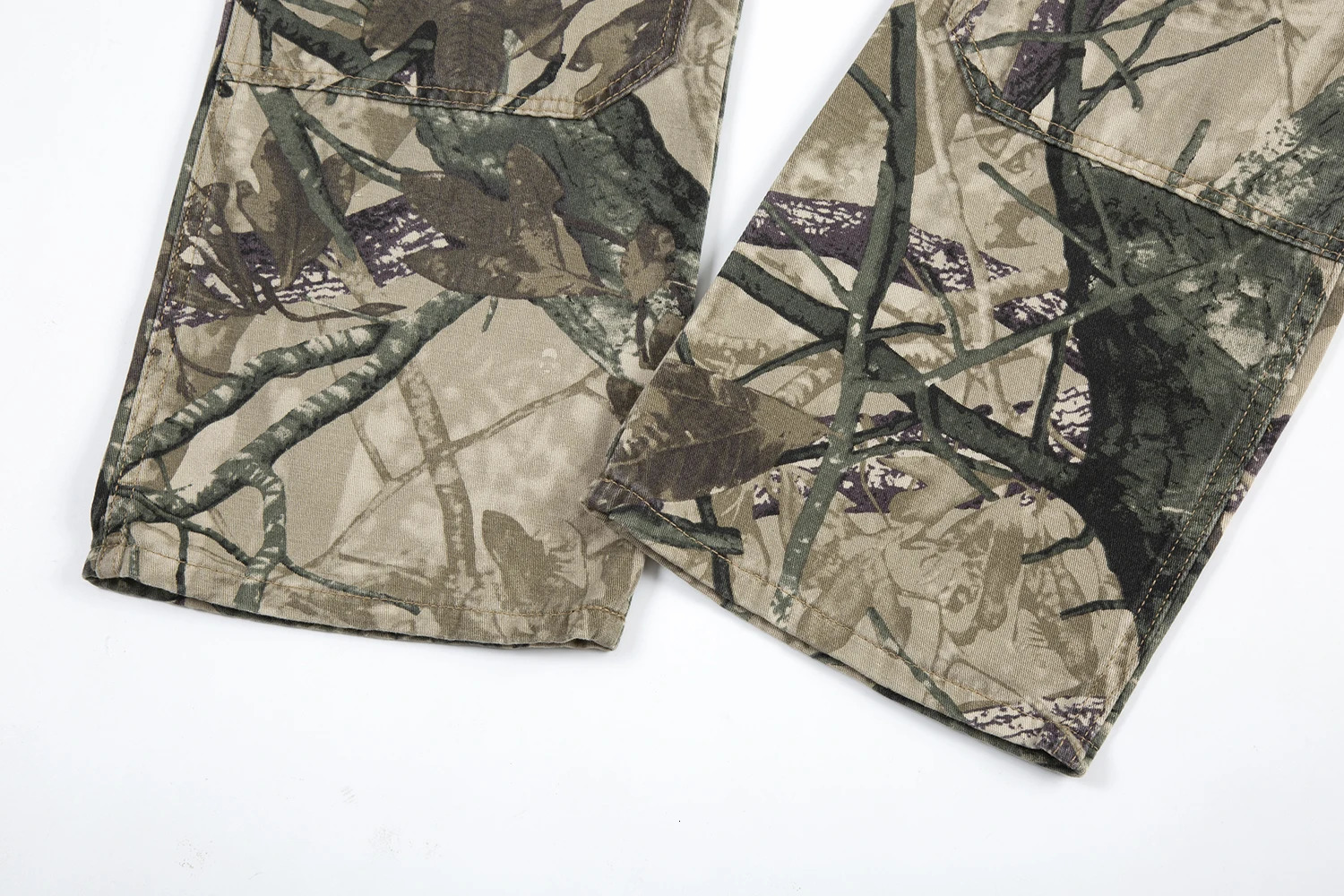 High Street Leaf Camouflage Logging Pants for Men Straight Patchwork Baggy Jeans Cargos Y2k Pantalones Hombre Oversized Trousers 240619