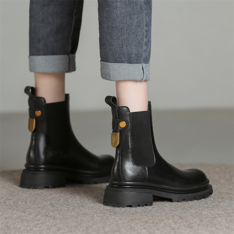 Chelsea Women S New English Style Autumn Thick Sole Slimming Casual Versatile Short Boots Ddmysheep Ddmysheep ddmythur