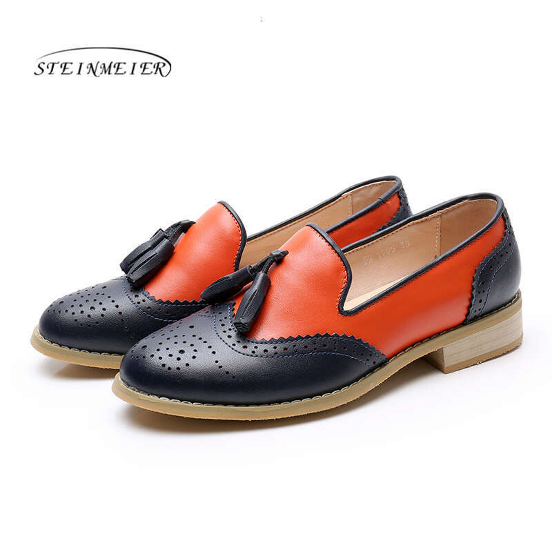 Women Flat Genuine Leather Round Toe Flats Platform Brogues Ladies Summer Woman Gladiator Rubber Sole Shoes 2022