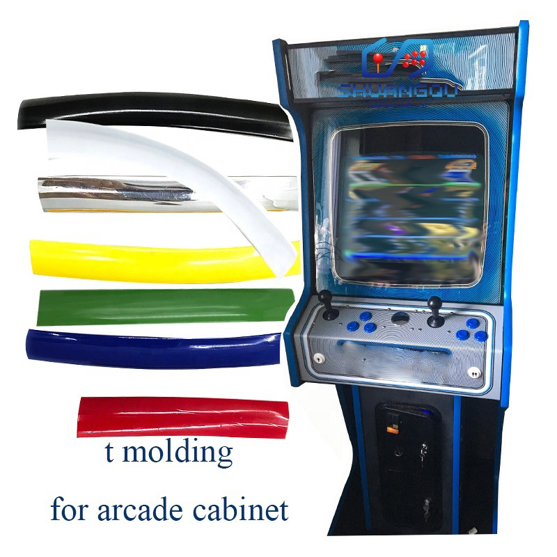 32.8ft 10m Length 16/19mm 5/8" Width Plastic T-Molding T Moulding for Arcade MAME Game Machine Cabinet Yellow Silver
