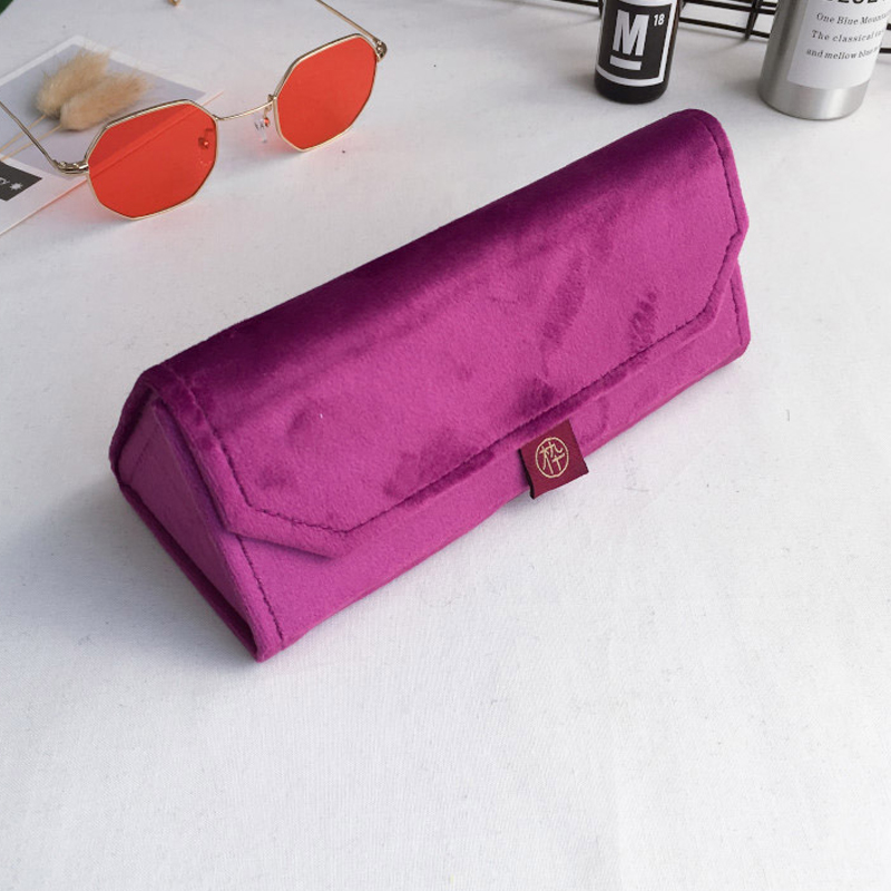 Velvet suede triangle folding glasses case men and women sunglasses box plain glasses spectacle case reading glasses case