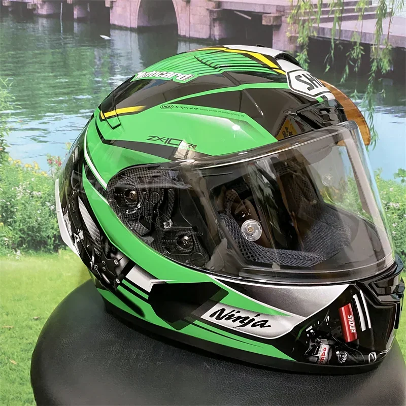 Full Face Helmet X-Spirit III ZX-10RR SHOEI X14 Green Helmet Solid X-14 Sports Bike Racing Motorcycle Helmet X-Fourteen