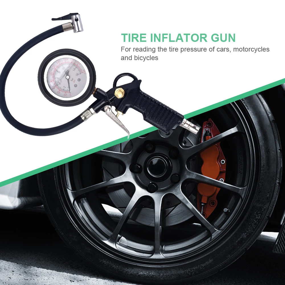220PSI Digital Tire Pressure Gauge Aluminum Tire Pressure Inflator Gauge Car Tire Inflator Gun Repair Tool for Car Bicycle