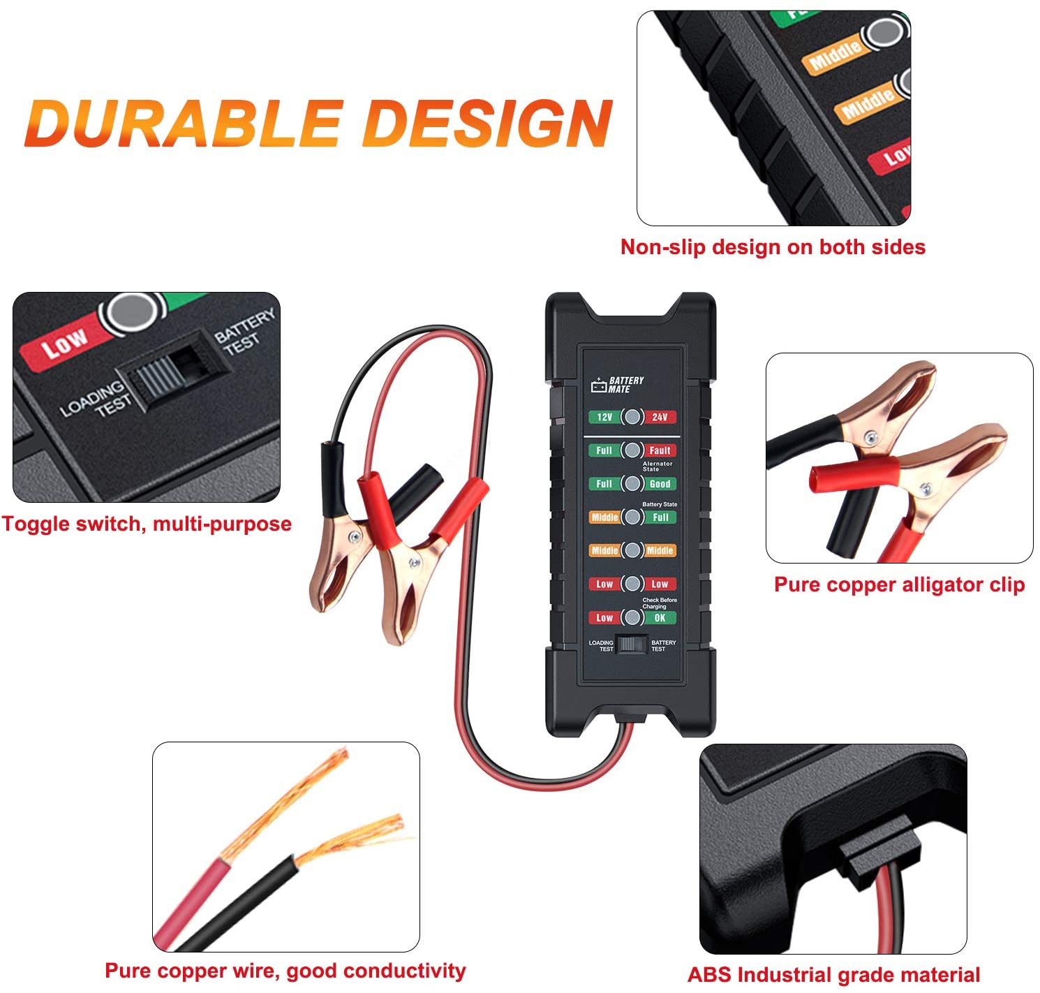 BM410 12V 24V Car Battery Tester Digital Test Tool Alternator 12V Auto Diagnostic Tools Car Battery Tester Charger Analyzer 24V