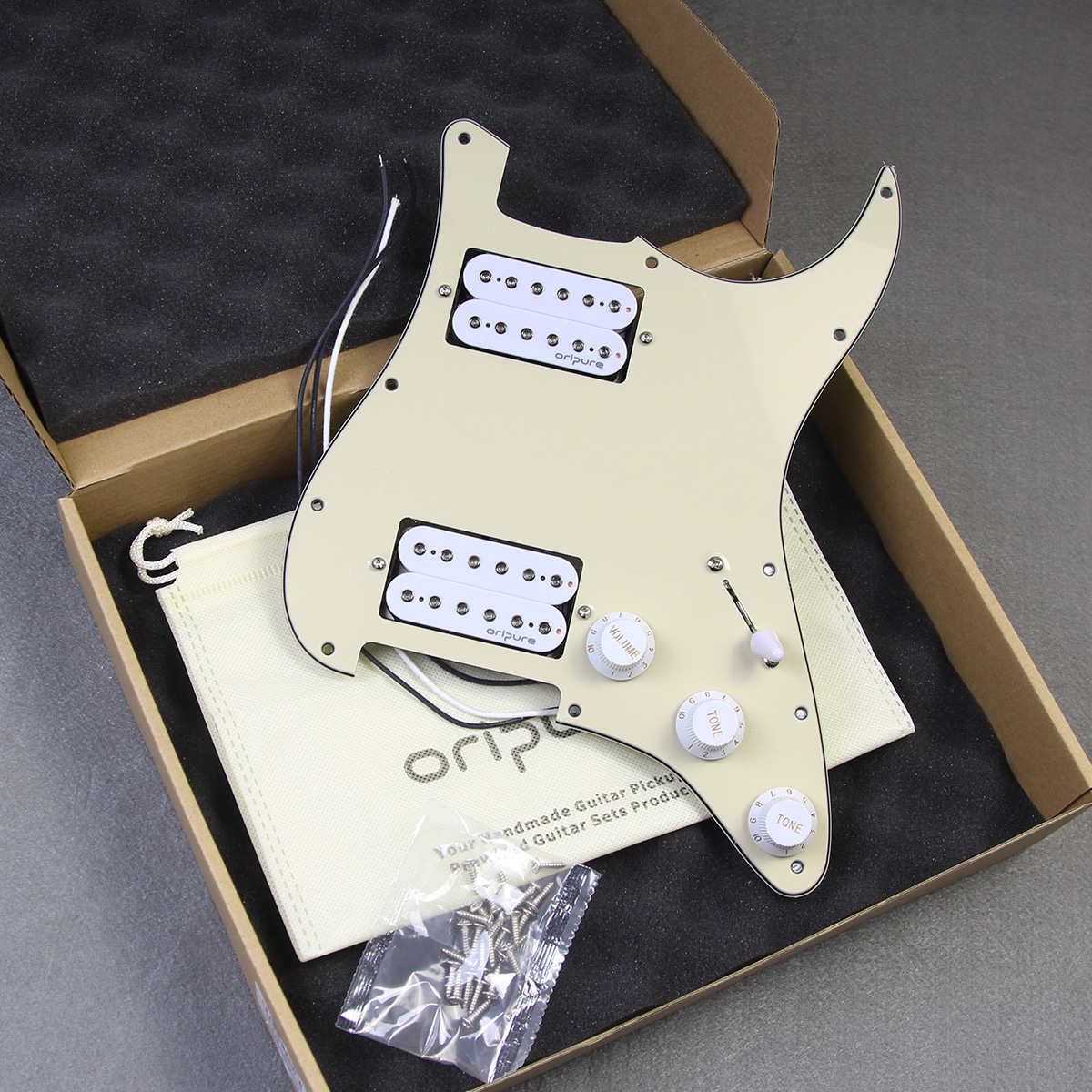OriPure Prewired Guitar Pickguard HH Loaded Alnico 5 Humbucker Pickups 2T1V Pots 5 Way 24 Legs Super Switch