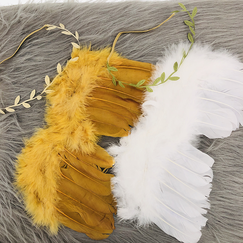 Newborn Photography Props White Angel Wing Baby Photos Props Feather Wing Girls Hair Kids Baby Photography Hair Accessories