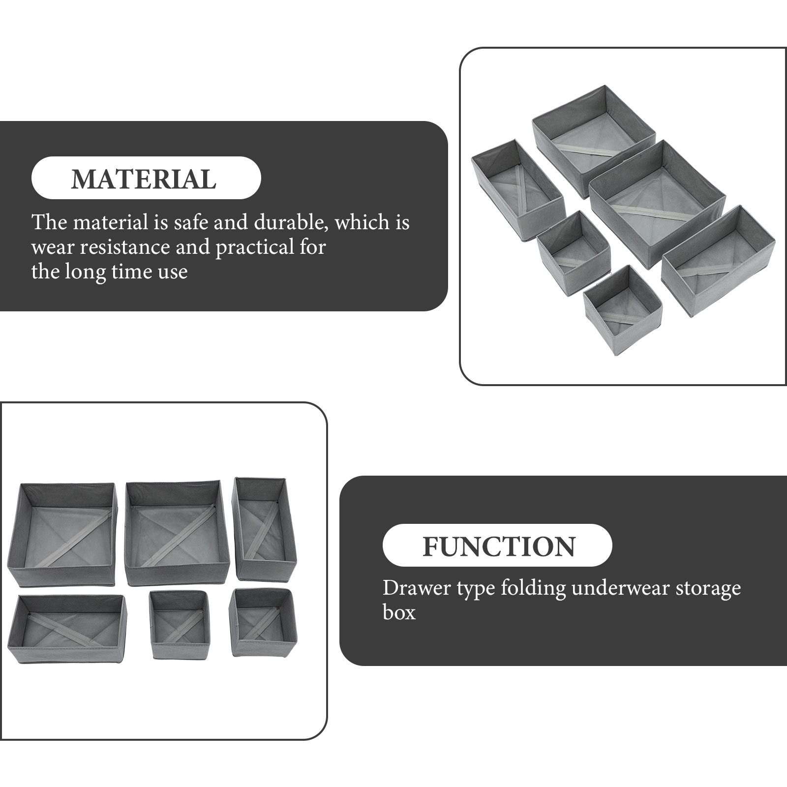 6 Pcs Closet Dresser Storage Box Baby Organizer Clothes Under- Bed Underpants Drawer Toy Basket Ties Case