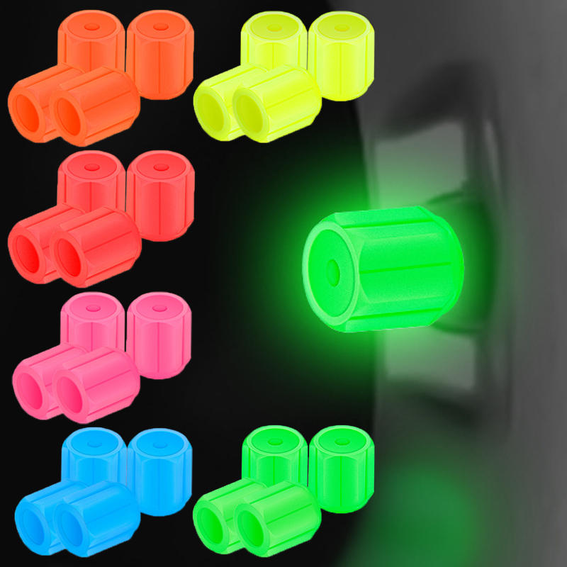 New Luminous Tire Valve Caps 4-24Pcs Car Wheel Hub Glowing Dust-proof Decorative Tyre Rim Stem Covers Auto Exterior Accesorios