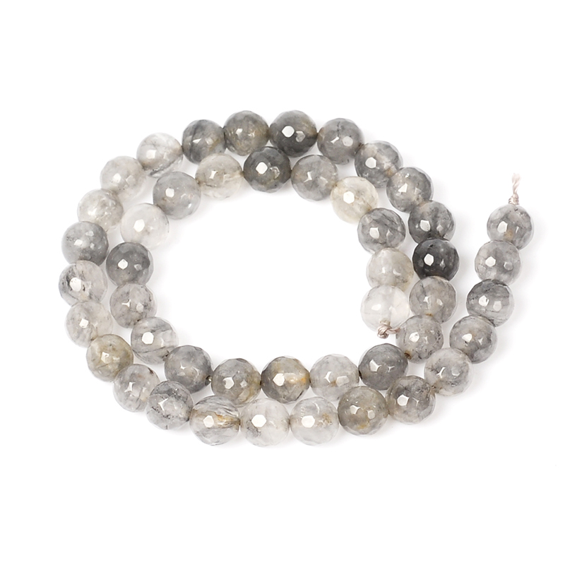 New Arrival 4-12mm Faceted Grey Cloudy Quartz Natural Stone Beads Loose Strand 15" For Making Jewelry Diy Bracelets Necklaces