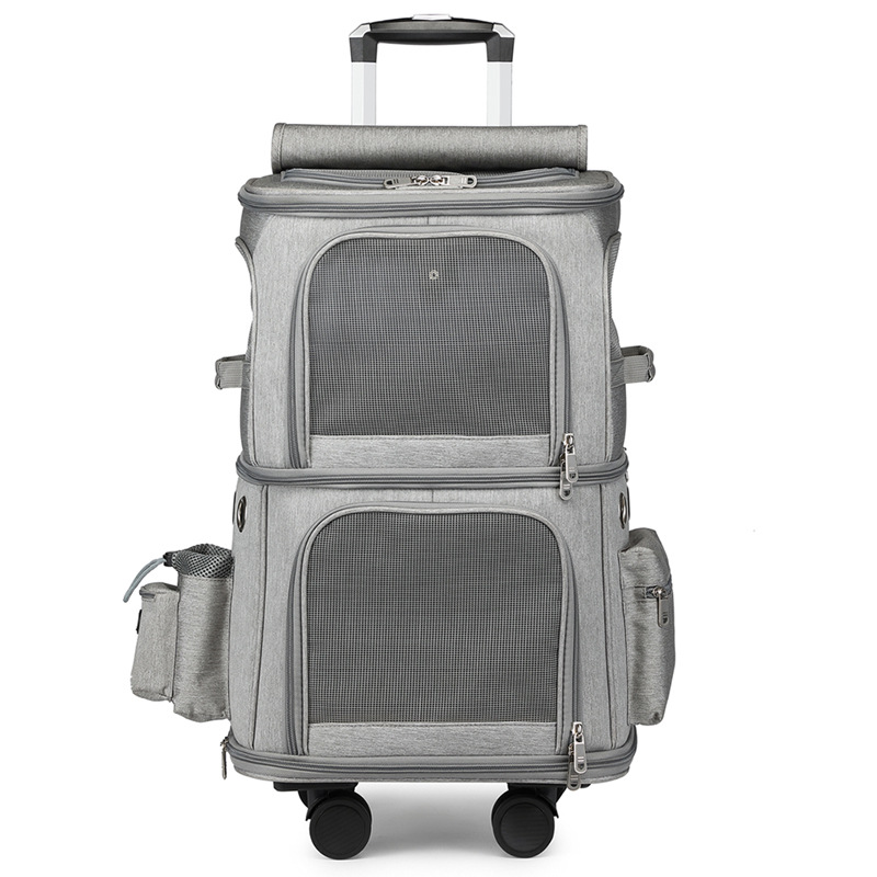 2023 Manufacturer Detachable Portable Travel Pet Carrier with Wheels For 2 Cats