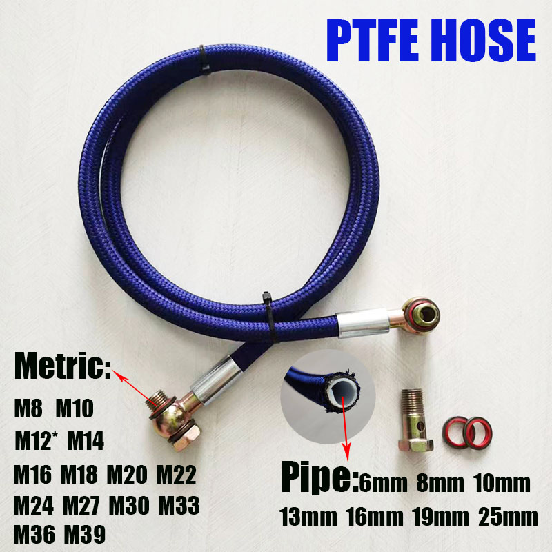 PTFE High Temperature Resistant Hose Motorcycle Brake Clutch Oil Hose Braided Steel Tube Pipe Oil cooler Colorful Hose Adapter