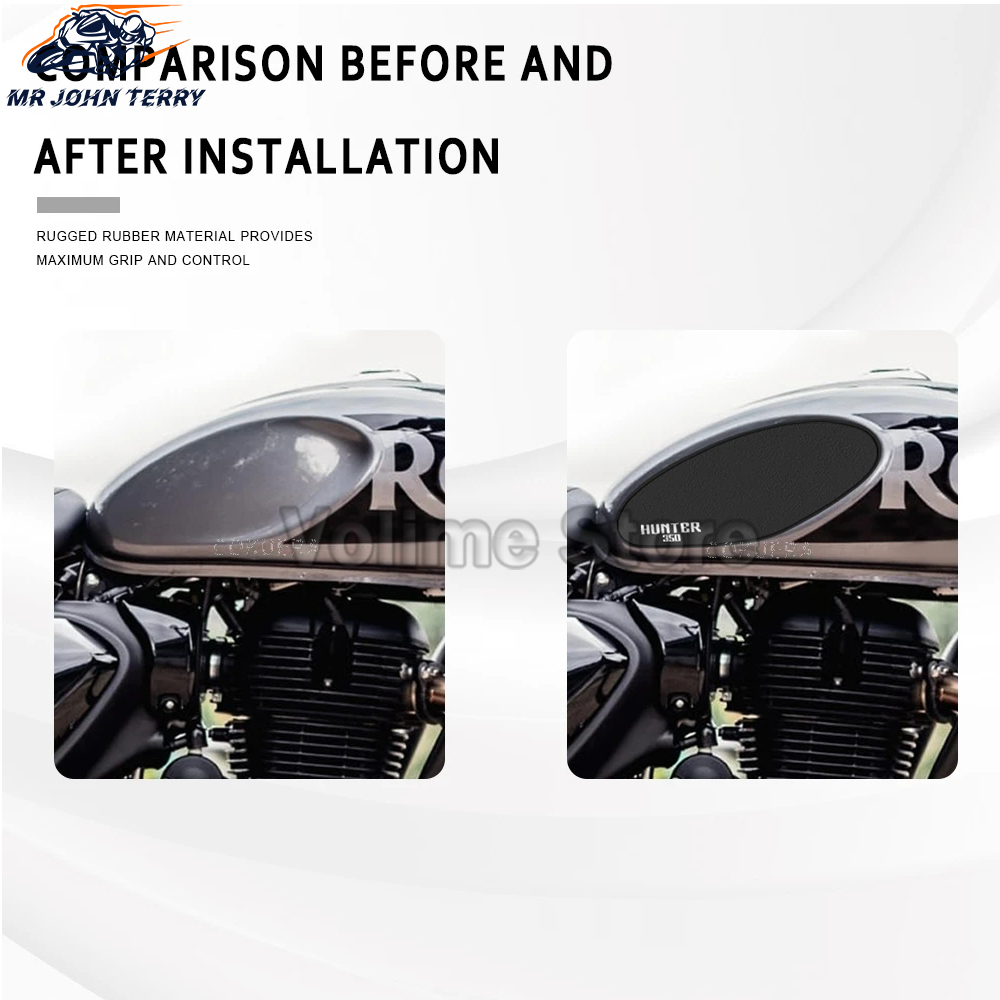 For Royal Enfield HUNTER 350 Motorcycle Non-Slip Rubber Side Tank Pad Oil Gas Fuel Protector Cover Sticker Decal