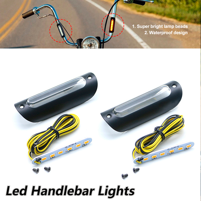 High Quality 12V Led Handlebar Lights For 22Mm-25Mm Modified Motorcycle Turn Signal Corne Light Water Proof Brake Fog Lamp