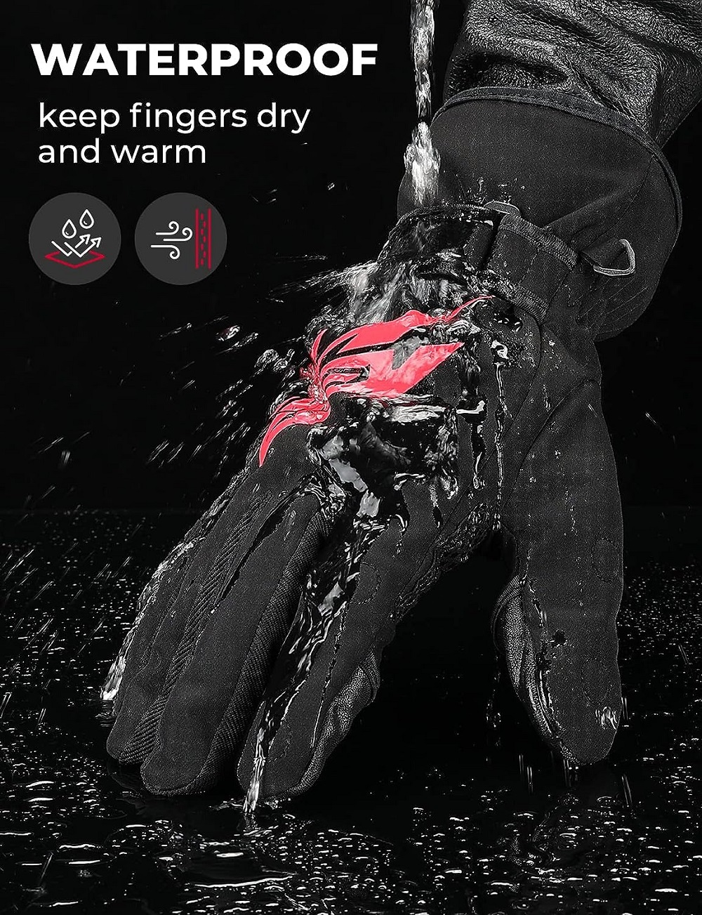 KEMIMOTO Winter Fishing Gloves Windproof Men's Cold Weather Gloves Waterproof Thermal for Cycling Hiking Skiing Outdoor
