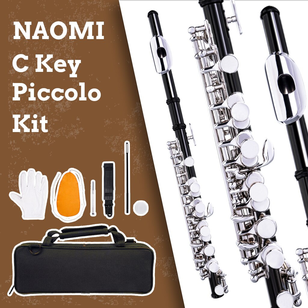 Piccolo Half Size Flute Woodwind Instrument C Key Multicolor Piccolo W/Gloves Cleaning Cloth Rod Cork Grease Case SET